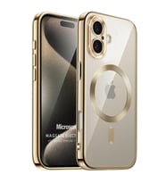 Microsonic Apple iPhone 16 Plus Kılıf MagSafe Luxury Electroplate Yeşil (Gold)