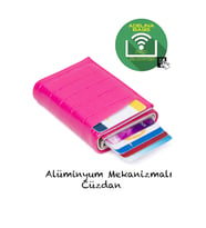 Newish Adelina Nova Deri Mekanizmalı Otomatik Kızaklı Kartlık Cüzdan (Pembe)