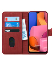 Microsonic Samsung Galaxy A20s Kılıf Fabric Book Wallet (Kırmızı)