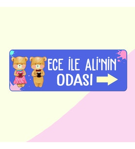 İsimli Oda Kapısı Panosu  Baykuşlu,Fatofotofan (Mavi)