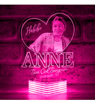 Anneye Özel, Anne Yazılı Hediye LED Aydınlatma (Pembe)