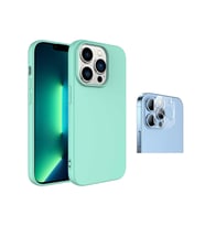 Vendas iPhone 14 Pro Uyumlu (14 Pro) W-Lansman Serisi İçi Kadife İpek Dokulu Lansman Kılıf + Kamera Lens Koruyucu (Açık Yeşil)