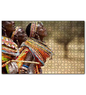 Cakapuzzle Rengarenk Yerel Giysili Afrikalı Kadınlar Puzzle Yapboz MDF (Ahşap) (500 Parça)