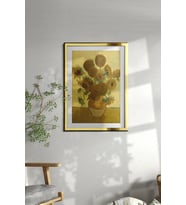 Ahşap Çerçeveli Tablo Çerçeveli Ahşap Dekor Tablo Seti Dekoratif Tablo Van Gogh Ay Çiçeği Tablo ÖZC-428 (Gold)