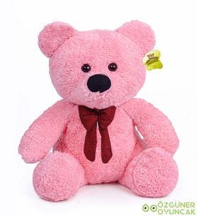 Peluş Ayı Papyonlu – Oturan Ayıcık, Hediyelik ve Yumuşak (Pembe)