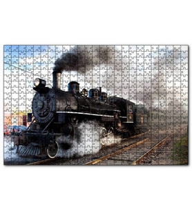 Cakapuzzle Buharlı Kara Tren ve Dumanları  Puzzle Yapboz MDF (Ahşap) (500 Parça)