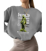 Bej bisiklet yaka kalın 3 iplik şardonlu Sweatshirt Sweatshirt erkek kadın unisex Tanrının (Gri)