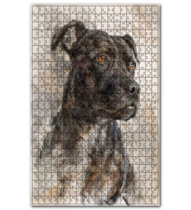 Cakapuzzle Siyah Beyaz Köpek Görseli Puzzle Yapboz MDF (Ahşap) (255 Parça)