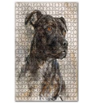 Cakapuzzle Siyah Beyaz Köpek Görseli Puzzle Yapboz MDF (Ahşap) (255 Parça)
