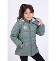 Toontoy Kız Çocuk Kapüşonlu İçi Kürklü Mont (Yeşil)