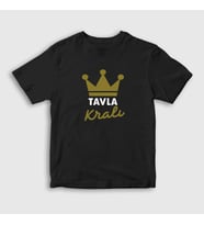 Presmono Unisex Çocuk Beyaz Backgammon King Tavla Kralı Oyun V3 T-Shirt 416978tt (Siyah)