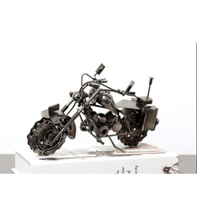 Motosiklet Modeli Retro Motor Bronz El Yapımı Motor Metal Dekorasyon Prop Eski Ev Dekorasyon (Gri)