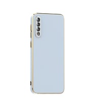 Samsung Galaxy A50 Kılıf Kenarları Gold Kamera Korumalı Renkli Pastel Silikon Siyah BARK (Açık Mavi)