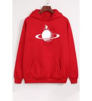 Unisex Astronaut Rides Baskılı Sweatshirt (Kırmızı)