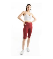 Spocket Kadın Gri Cepli Yüksek Bel Toparlayıcı, Yoga Dizüstü Tayt 10" (Bordo)