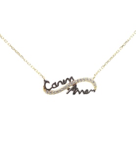 925 Ayar Gümüş Canım Annem Sonsuzluk Kolye (Gold)