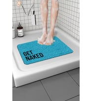 Get Naked Banyo Paspası Kaymaz Taban Yumuşak ve Esnek  Paspas Islak Zemin Hijyenik Paspas (40x60 cm) (Mavi)