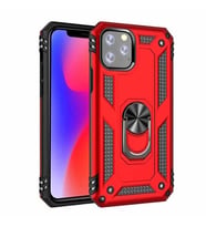 Apple iPhone 11 Pro Max Uyumlu Kılıf Standlı Manyetik Yüzüklü Military Magnetic Ring Polycarbonate and TPU Case (Kırmızı)