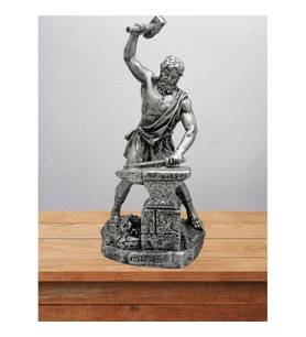 Hephaestus  Biblo 22 Cm Mitolojik Kahraman Heykel Dekor Hediyelik Eşya (Gümüş)