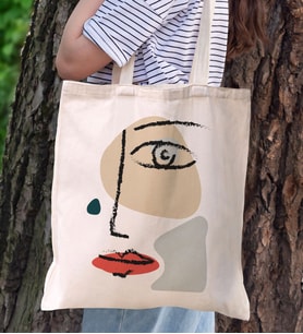 BK Gift Modern Art Tasarımlı Kanvas Bez Çanta, Baskılı Omuz Çantası, Alışveriş Çantası, Plaj Çantası, Arkadaşa Hediye (Model 13)
