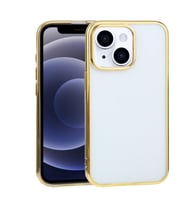 iPhone 13 Mini 5.4inç Lazer Kaplama Renkli Kenar Şeffaf Kılıf (Gold)