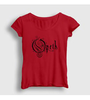 Presmono Kadın Sarı Logo Opeth T-Shirt 100981tt (Kırmızı)