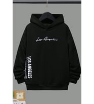 Los Angles Baskılı Erkek - Kız Çocuk Rahat Kalıp Sweatshirt (Siyah)