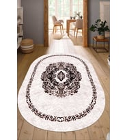 Dijital Baskılı Kaymaz Taban Yıkanabilir Oval Salon Halısı Mutfak Halısı Yolluk NDO-SD-632 (Çok Renkli)