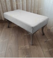 Ayak Ucu Kapı Önü Antre Düz Bench Puf Orta Sehpa Gümüş Ayak 100 cm (Beyaz)