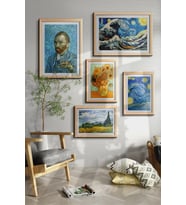 Van Gogh Tablo Sanatsal Ünlü Ressam Çerçeveli Çoklu Tablo Modern Çerçeveler Ev Dekoru ÖZC-450 (Akçaağaç Rengi )