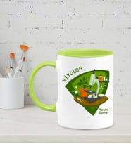 Kişiye Özel Biolog Tasarımlı Siyah Kupa (Yeşil-Beyaz)