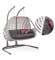 Capri Swing Oylat Çiftli Rattan Bahçe Salıncağı  Balkon Salıncağı  (Camel)