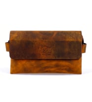 KANGAROO KINGDOM Hakiki Dana Deri Crazy Horse Koyu Kahverengi Erkek El Portföy Clutch Çantası 9288-ZK (A.Taba)