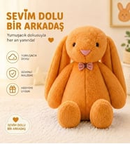 Uyku Arkadaşım Uzun Kulak Bunny Peluş Tavşan 65 cm (Turuncu)