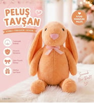 Uyku Arkadaşım Uzun Kulak Bunny Peluş Tavşan 65 cm (Turuncu)