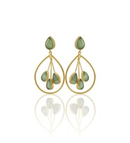 Kadir Jewellery 22 Ayar Altına Kaplama Kadın Sallantılı Küpe -El İşçiliği Ve Hipoalerjenik Küpe (Açık Yeşil)