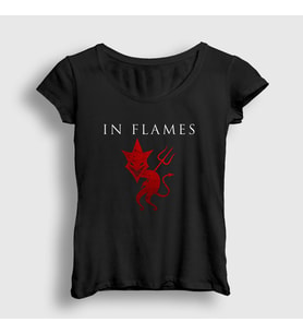 Presmono Kadın Beyaz Devil In Flames T-Shirt 83629tt (Siyah)