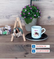İsme Özel Doğum Günü Hediyesi Türk Kahvesi Fincanı Ahşap Altlıklı ve Fotoğraflı Ahşap Anahtarlık Hediye (Model 7)