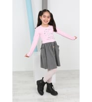 Toontoy Kız Çocuk Beauty Love Baskılı Elbise (Pembe)