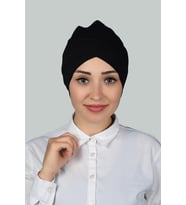 Çapraz Dış Tesettür Bonesi Penye (Siyah)