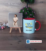 Öğretmene Hediye Fotoğraflı Dekoratif Taş, Kupa Bardak Beyaz Hediye (Model 2)