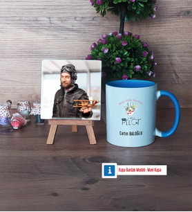 Pilot Fotoğraflı Dekoratif Taş, Kupa Bardak Beyaz Hediye (Model 4)