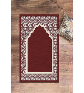 EVDEYA Dijital Baskılı Yıkanabilir Hediyelik Şık Namazlık Seccade 70x130 cm, SECCADE-17-GRİ, (Kırmızı)