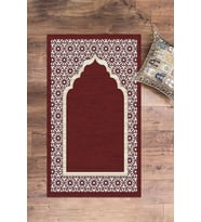 EVDEYA Dijital Baskılı Yıkanabilir Hediyelik Şık Namazlık Seccade 70x130 cm, SECCADE-17-GRİ, (Kırmızı)