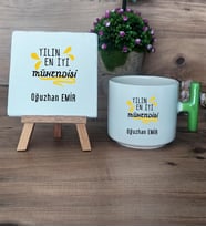 Mühendisler Günü Hediyesi Hediye Seti Kupa Bardak T Kulplu ve Dekoratif Taş Yılın En İyi Mühendisi Mühendise Hediye (Model 8)