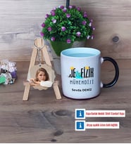 Jeofizik Mühendisi Kupa Bardak Beyaz ve Fotoğraflı Ahşap Anahtarlık Hediye (Model 9)