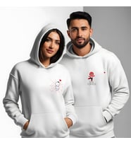 Sevgililer Günü Kombin Erkek Kadın Örümcek Adam Ağ Görselli Kapüşonlu Hoodie Sweatshirt 7010 (Beyaz)