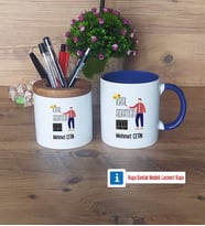 Babalar Günü Hediyesi Kalemlik, Kupa Bardak T Kişiye Özel Hediye Babaya Doğum Günü Hediyesi (Model 6)
