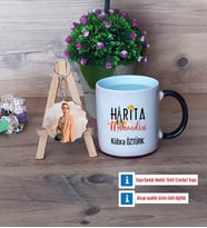 Harita Mühendisi Kupa Bardak Beyaz ve Fotoğraflı Ahşap Anahtarlık Hediye (Model 9)