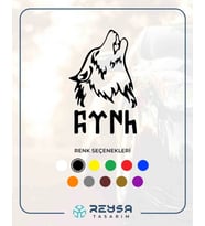 Bozkurt ve Türk Sticker siyah 20x13 CM (Beyaz)